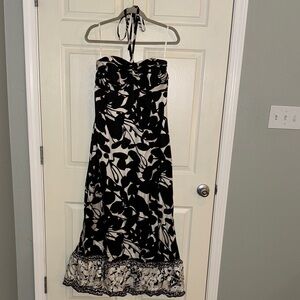 White House Black Market Strapless Black and White Dress